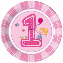 1. narozeniny holčičí talíře  8ks 23 cm