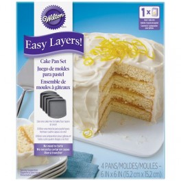 Sada nízkých dortových forem - Čtverec 15,2 cm (4 ks)