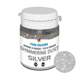 Jedlá prachová perleťová barva Shimmer Dust Silver 20g