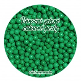 Vánoční zelené cukrové perly 50 g