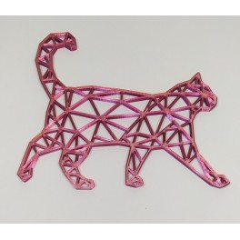 Růžová kočka - metalická dekorace