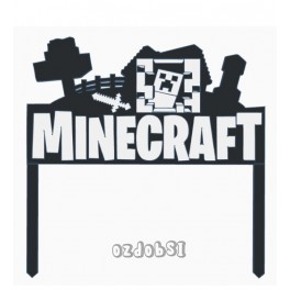 Minecraft silueta s nápisem - dortový zápich