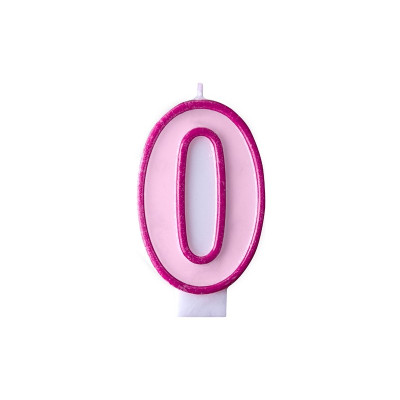 Svíčka narozeninová číslice 0 růžová
