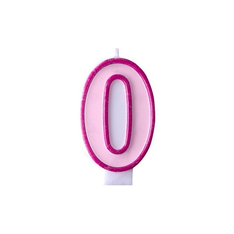 Svíčka narozeninová číslice 0 růžová