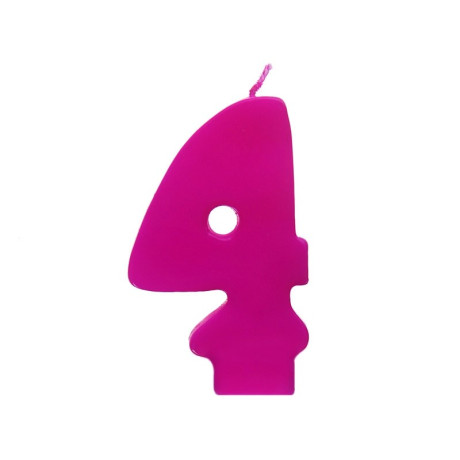 Svíčka narozeninová 4 růžová plná