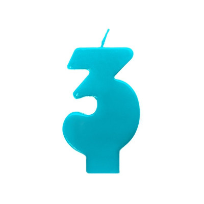 Svíčka narozeninová 3 tyrkysová plná