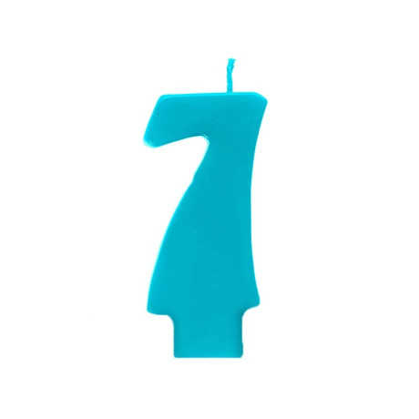Svíčka narozeninová 7 tyrkysová plná