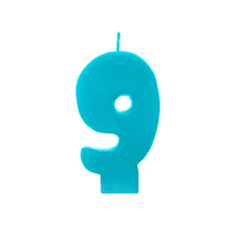 Svíčka narozeninová 9 tyrkysová plná