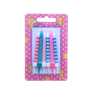 Svíčky tečky modro - růžové