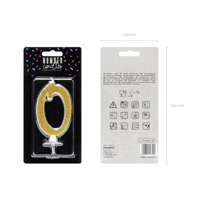 Svíčka zlatá zahnutá číslo 0