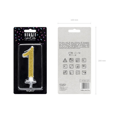 Svíčka zlatá zahnutá číslo 1