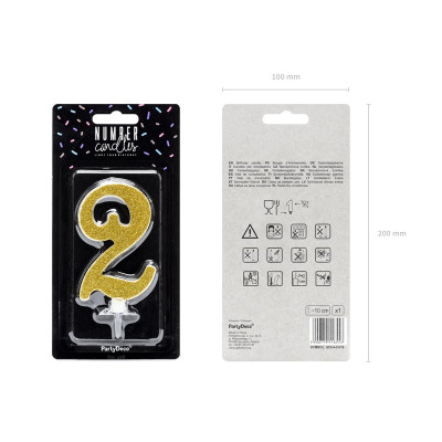 Svíčka zlatá zahnutá číslo 2