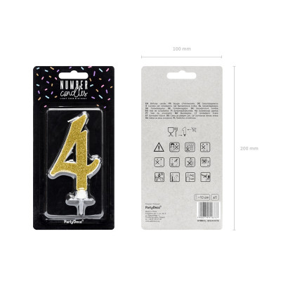 Svíčka zlatá zahnutá číslo 4