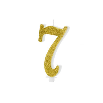 Svíčka zlatá zahnutá číslo 7