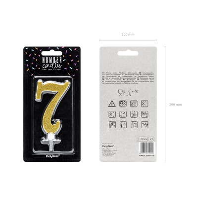 Svíčka zlatá zahnutá číslo 7