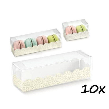 Krabička na 5 ks makronek bílá kůže 10 ks