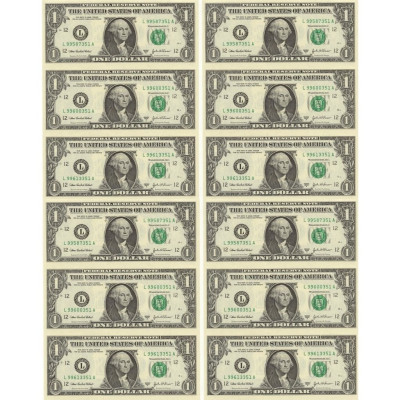 Bankovky 1 dollar jedlý papír A4