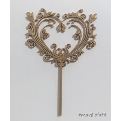 Zdobené srdíčko - plastový zápich