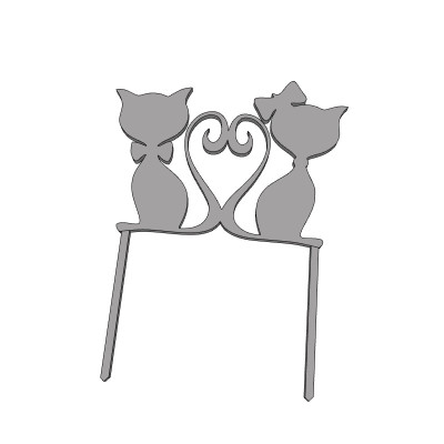 Kočičky sedící pár- plastový zápich