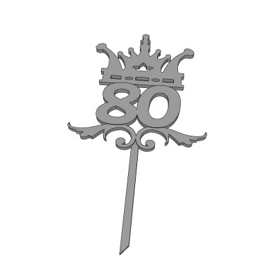 Číslice 80 s korunou - plastový zápich