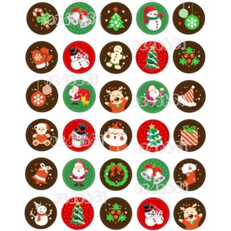 Vánoce 7 Ø35 mm  - jedlý papír