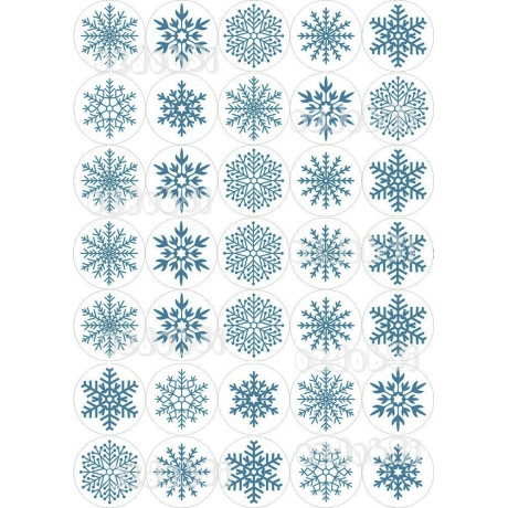 Sněhové vločky Ø40 mm  - jedlý papír