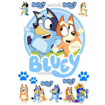 Jedlý papír Bluey – mix obrázků A4 | Dortová dekorace