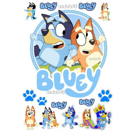Jedlý papír Bluey – mix obrázků A4 | Dortová dekorace