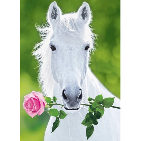 Bílý kůň s růží jedlý obrázek