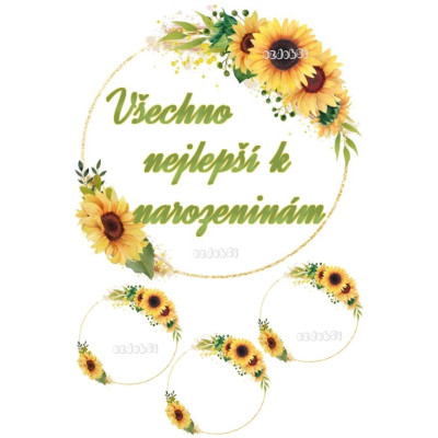 Přání k narozeninám slunečnice - jedlý papír