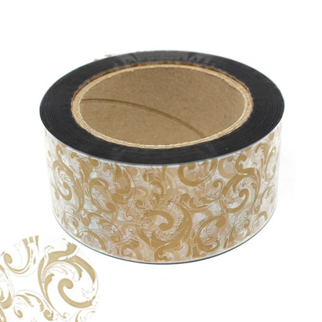 Dortová páska 60mm s potiskem ornament zlatý