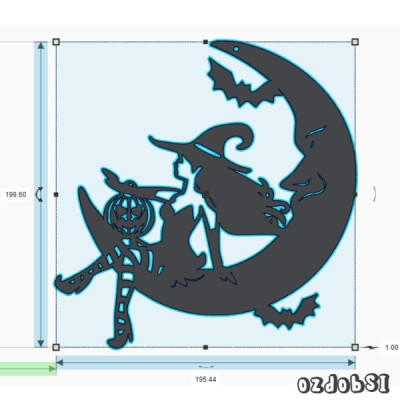 Čarodějnice na měsíci - plastová dekorace