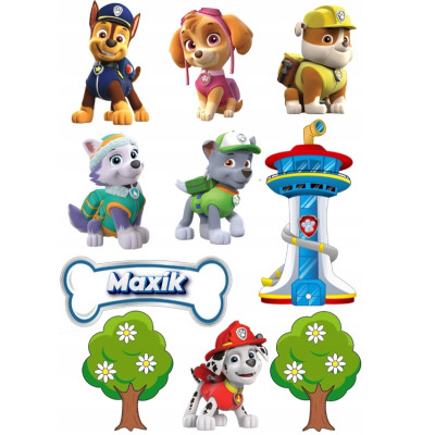 Jedlý papír Paw Patrol – mix obrázků A4 | Dortová dekorace