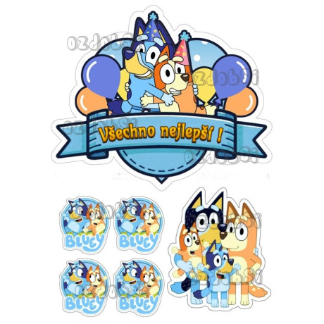 Jedlý papír Bluey – mix obrázků A4 | Dortová dekorace