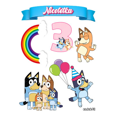 Jedlý papír Bluey – mix obrázků A4 | Dortová dekorace