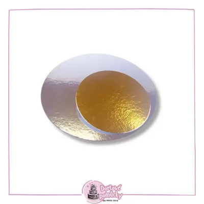 Zlato-stříbrná dortová podložka 16 cm 