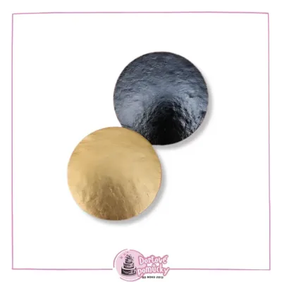 Podložka dortová 16 cm pevná (zlato-černá) hladký okraj