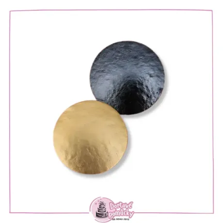 Podložka dortová 16 cm pevná (zlato-černá) hladký okraj