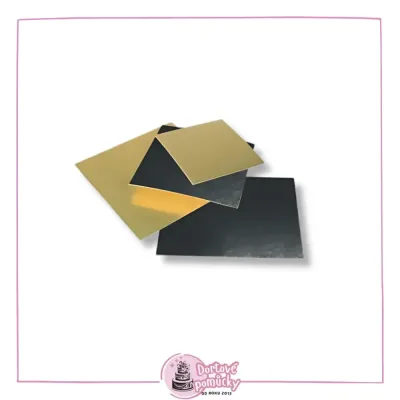 Zlato-černá dortová podložka 25x25 cm (pevná)