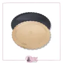 Zlato-černá dortová podložka 28 cm (pevná) vlnkovaný okraj