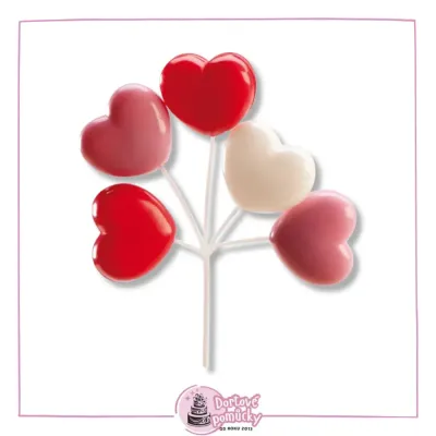 Zapichovací srdíčka červeno-bílé – dekorace na dort | Dekorace na dort Stitch, svatbu i dětskou party