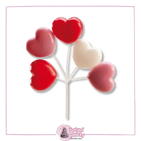 Zapichovací srdíčka červeno-bílé – dekorace na dort | Dekorace na dort Stitch, svatbu i dětskou party