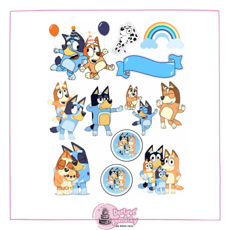 Jedlý papír Bluey – mix obrázků A4 | Dortová dekorace