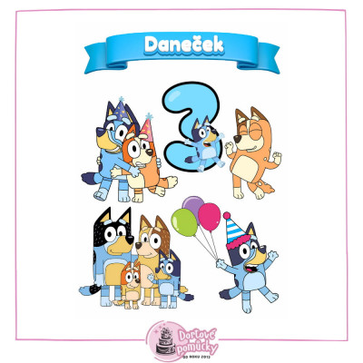 Jedlý papír Bluey – mix obrázků A4 | Dortová dekorace