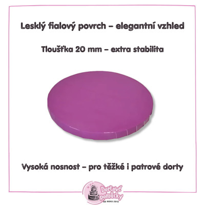 Dortová podložka průměr 30 cm – fialová pevná, tloušťka 20 mm | Luxusní podložka pod dort