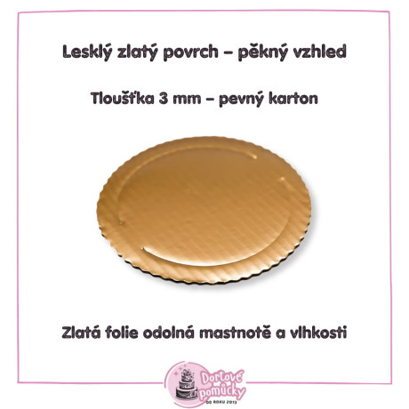 Pevná kulatá dortová podložka se zlatou fólií 30 cm| Elegantní základ pro dorty