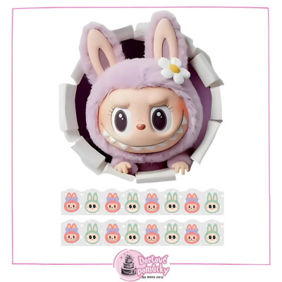 Jedlý papír Labubu – kulatý obrázek + pruhy | Dortová dekorace na přání