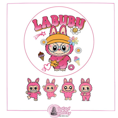 Jedlý papír Labubu č.2 – kulatý obrázek + postavičky | Dortová dekorace na přání