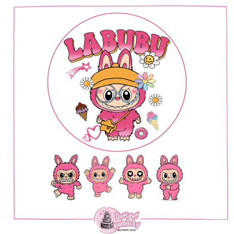 Jedlý papír Labubu č.2 – kulatý obrázek + postavičky | Dortová dekorace na přání