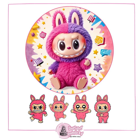 Jedlý papír Labubu č.3 – kulatý obrázek + postavičky | Dortová dekorace na přání